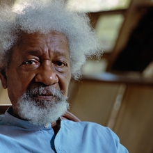 Close-up portrait of an older man with white hair and beard, wearing a blue shirt and looking at the camera.