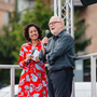 Mike Hodges and Samira Ahmed at Cinema Rediscovered 2018's outdoor screening of Flash Gordon. Photographer: Jack Offord