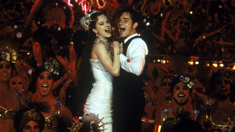 A still from Moulin Rouge of a man and a woman dancing
