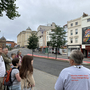 A photo of Mark Fuller leading a Cinema Walk at Cinema Rediscovered 2022.