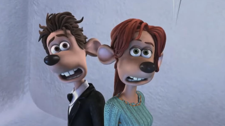 Two animated rats stand back-to-back, showing nervous expressions against an icy background.