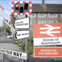 The title image for the interactive documentary, Voices of Avonmouth, depicting various signs asking questions and directing the audience. 
